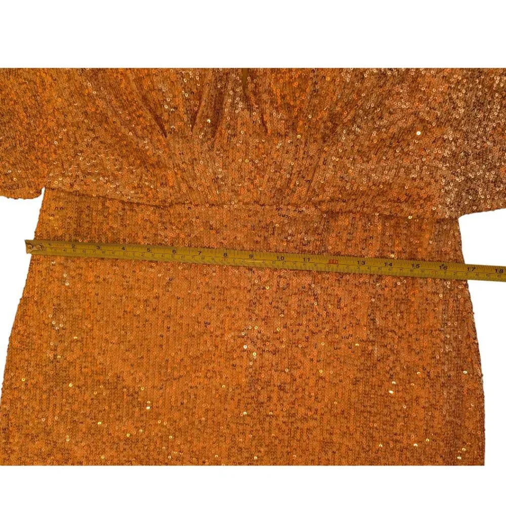 Chicwish | Cape Sleeve Mesh Insert Sequined Gown | Champagne | XXL - Picture 10 of 14